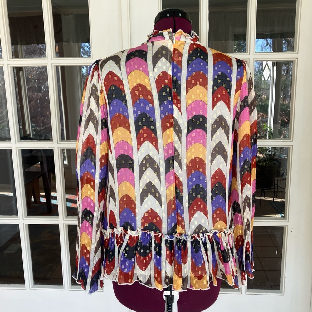 Oliphant Milano Peplum Blouse – Multicolor Print – Size Medium - like new! - Picture 7 of 11